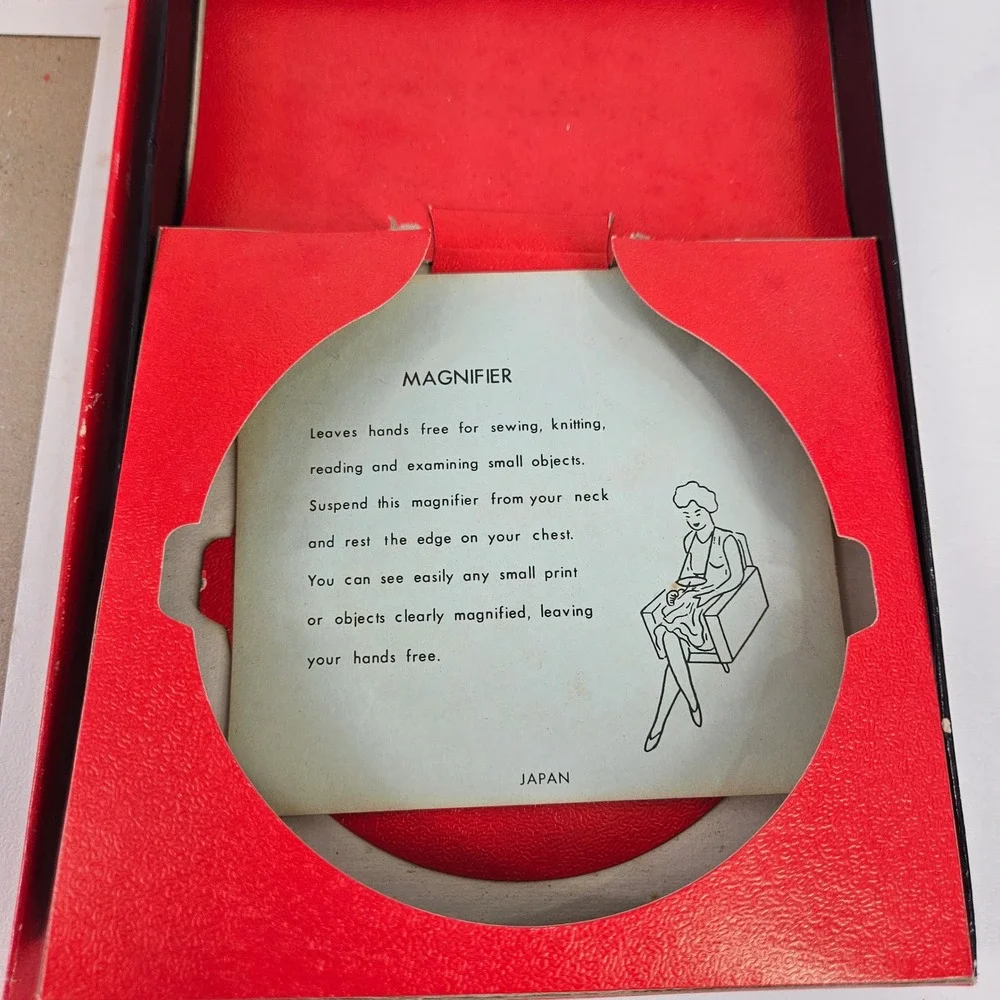 Vintage Neck Magnifier Hands Free Reading Sewing Crafting Tool Aid w Box Japan